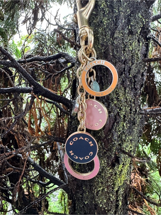 Coach Accessories - Coach Enamel Disc Charm Keychain Bag Charm Pink Navy Gold Tone